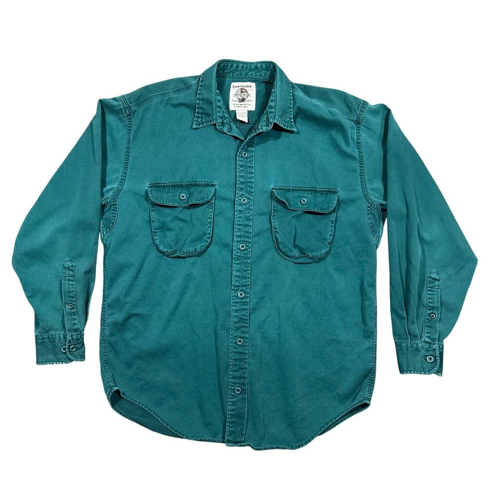 Vintage 80s Banana Republic Safari Shirt Men’s Medium Adventure Outfitters Teal